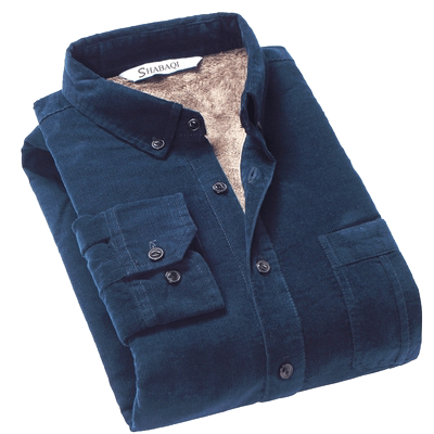 中年男纯棉条绒保暖衬衫加厚父亲