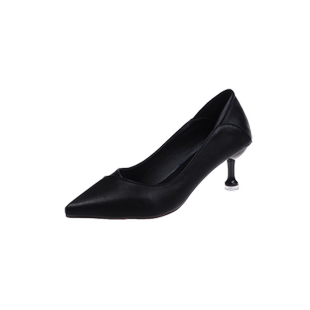 3cm小跟尖头高跟鞋女低跟两穿软皮软底黑色职业工作鞋OL上班鞋潮