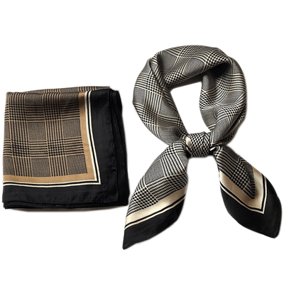 2025新款复古千鸟格小方巾女薄丝巾春秋韩国装饰百搭空姐职业领巾