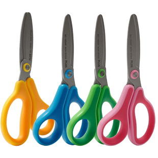 日本PLUS普乐士儿童剪刀安全手工剪纸小剪刀幼儿园小学生圆头美工安全剪左手左撇子用不易伤手便捷手工剪