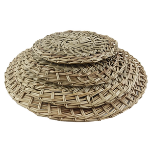 滕阁草垫子蒸笼垫 圆形手工天然健康包子家用商用草帘垫长方形