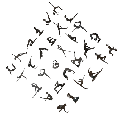 瑜伽体式小人墙面装饰健身房贴纸