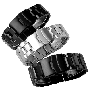 精钢表带手表链男不锈钢表带适用美度西铁城精工卡西欧手表带22mm