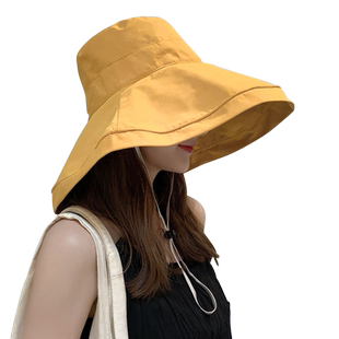 大帽檐日系遮脸夏天大檐渔夫帽子女夏季韩版百搭遮阳潮时尚防晒帽