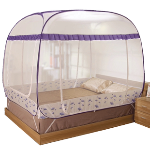 蚊帐蒙古包家用三开门免安装拉链式全底可折叠简易婴儿加厚