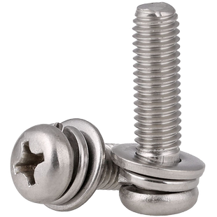 304不锈钢螺丝圆头三组合螺钉弹垫片十字盘头螺丝钉M2M3M4M5M6M10