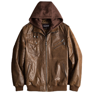 海宁产欧美版皮衣粗犷机车连帽