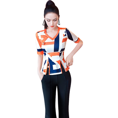 vje女装V领T恤新款短袖上衣