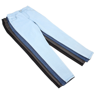 轻薄款高弹牛仔裤女小脚修身高腰夏季软超薄松紧腰弹力八分紧身裤