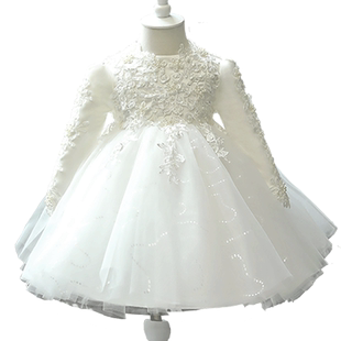 女童礼服连衣裙高端周岁生日女宝宝蓬蓬纱花童婚礼儿童公主裙春秋