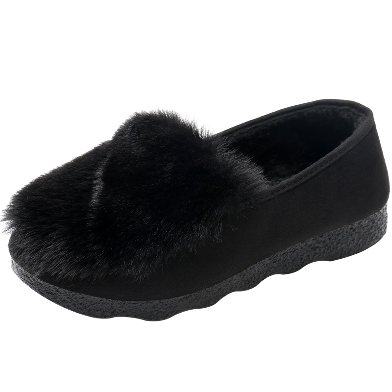 秋冬新款老北京布鞋女平底加绒毛毛棉鞋保暖软底工作鞋百搭豆豆鞋