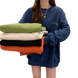 超火cec加绒加厚卫衣女宽松韩版秋冬休闲oversize上衣服外套潮ins