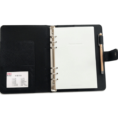 得力活页笔记本a5仿皮简约高档