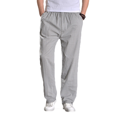 加大号棉麻透气松紧薄款休闲裤