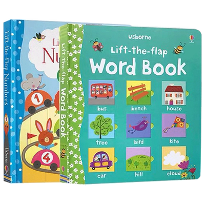 英文原版Lift-the-Flap Word Book/ Numbers 2册合售Usborne正品出版入门词汇揭页翻翻书趣味单词2-6-8岁幼儿早教绘本养成阅读习惯