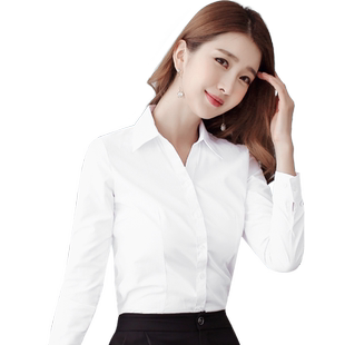白衬衫女长袖加绒加厚保暖秋冬面试正装职业气质工装工作服黑衬衣