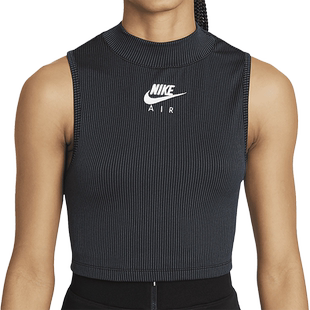 Nike/耐克正品夏季女子短款透气紧身运动圆领无袖背心 CZ9342-010