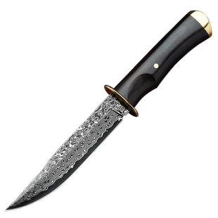 狼瑔大马士革钢户外生存小刀随身刀锋利刀具防身荒野求生战术刀