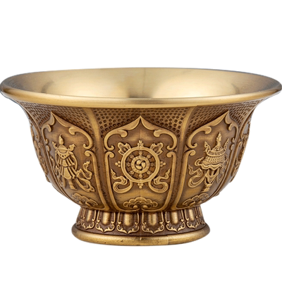 欧斯特家用吉祥水碗铜雕花摆件