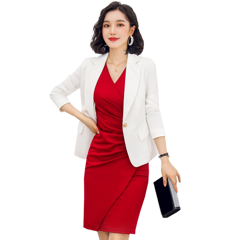 诗璐雅白色小西装外套气质女神范