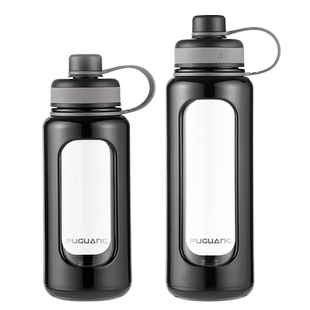 富光玻璃杯大容量水杯夏季户外泡茶杯高硼硅套玻杯便携防摔杯子1L