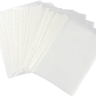 100个齐心11孔透明活页打孔文件袋夹十一孔插页保护膜办公档案a4保护袋塑料加厚防水保护套软带孔收纳资料袋