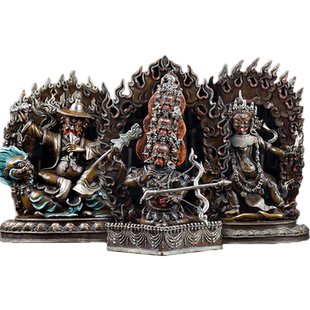 欧斯特 宁玛三根本新中式尼泊尔手工8寸紫铜镀银单坚家居客厅摆件