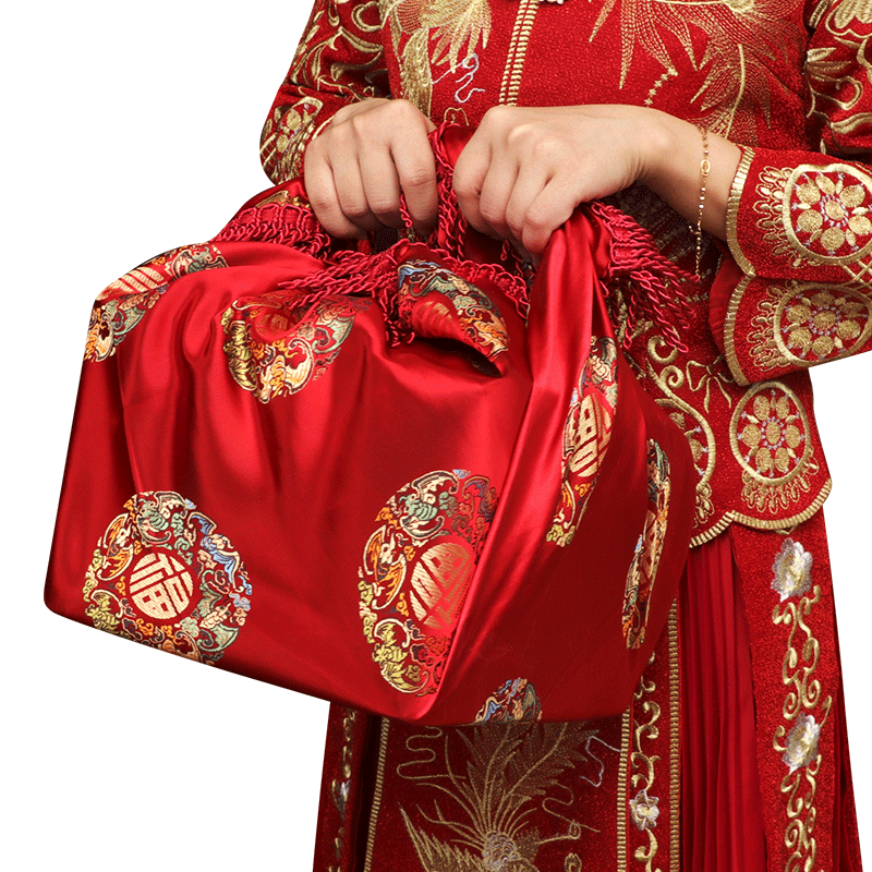 结婚专用红色包袱皮婚礼女方陪嫁嫁妆用品大全中式婚庆喜盆包裹布