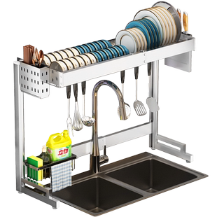 可伸缩厨房水槽置物架单层加高款碗架水龙头上的沥水架碗盘收纳架