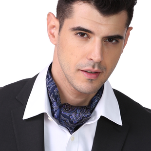 围巾男围脖丝巾桑蚕丝秋冬脖套西装颈巾真丝男士方巾衬衫领巾复古