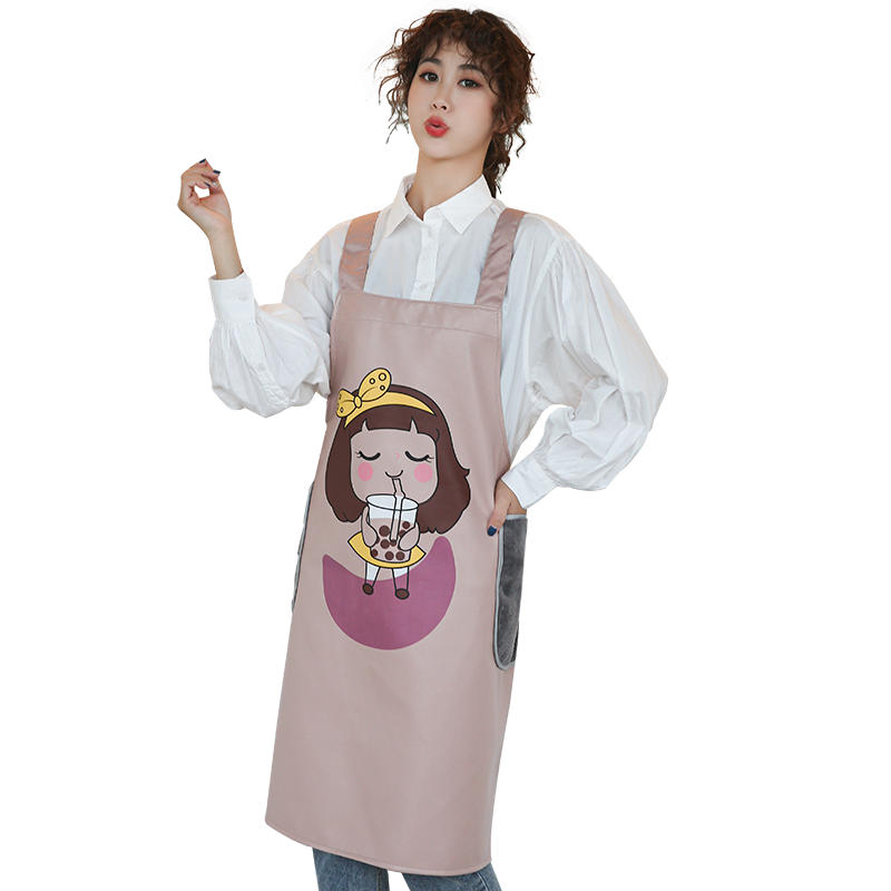 围裙家用厨房防水防油皮革PU皮女韩版日系可爱时尚做饭工作服围腰