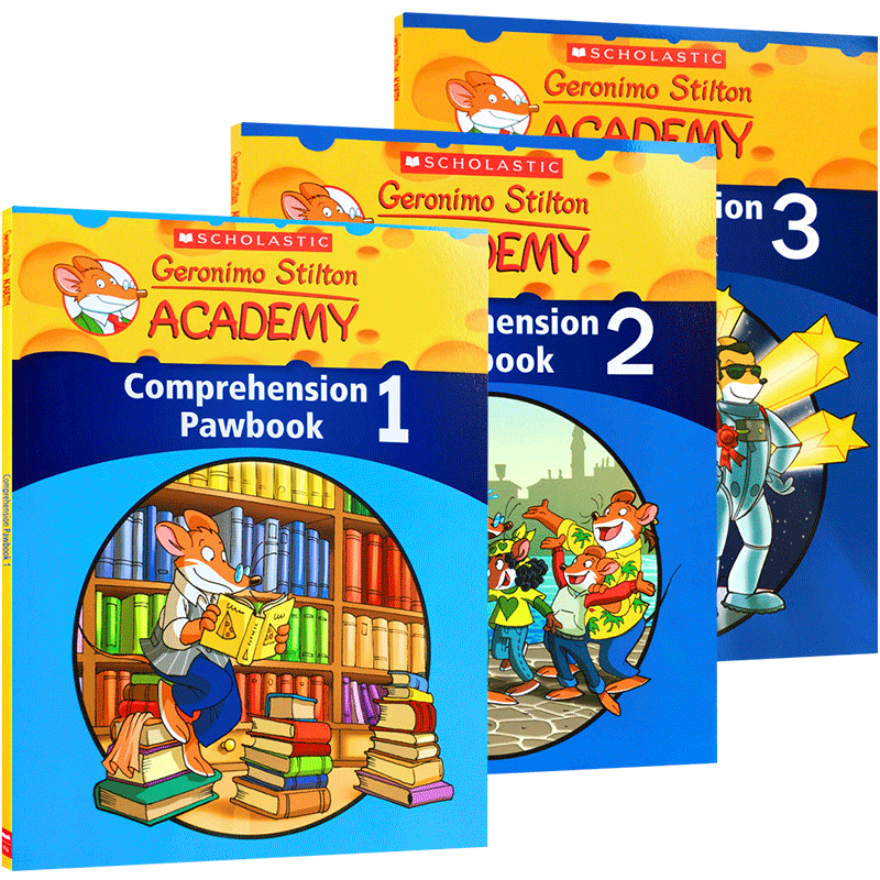 老鼠记者阅读理解练习册3本 进口小学趣味故事学习书英文版 Geronimo Stilton Academy Comprehension Pawbook 英文原版进口英语书