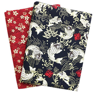 日本和风烫金棉布 家居布艺手工拼布DIY面料日式纯棉服装印染布料