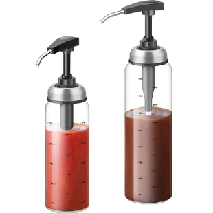 蚝油瓶子油壶玻璃油瓶酱料蚝油挤压瓶不锈钢按压嘴家用调料瓶厨房