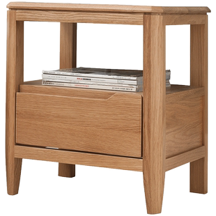 治木工坊全实木床头柜北欧简约橡木床边柜灯桌日式卧室小储物柜子