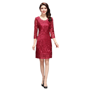 香妮芬2025秋季新款刺绣婚宴礼服气质修身收腰连衣裙妈妈装