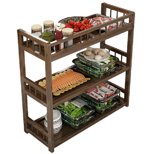 厨房菜架子 置物架多层火锅店放菜架移动三层4层落地水果蔬菜架