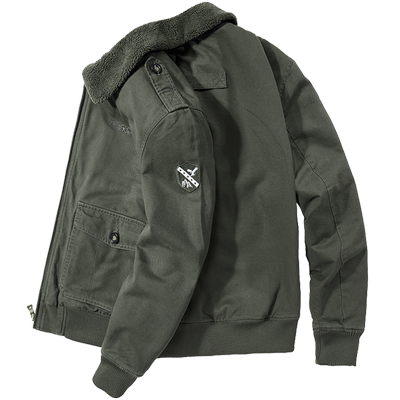 牛仔冬季新款加绒棉服飞行员夹克