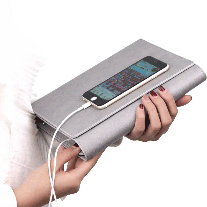 朗捷A5创意多功能带充电宝移动电源活页笔记本本子商务会议记录本记事本礼盒装公司礼品送客户纪念品定制LOGO