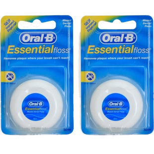 欧乐b牙线50米两盒 oral-b微蜡牙线细软型清洁牙缝牙沟牙垢线正品
