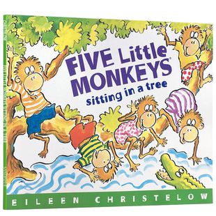 【送音频】英文原版绘本Five Little Monkeys Sitting in a Tree五只小猴坐在树上廖彩杏书单第十三周亲子睡前故事图画书2-6岁