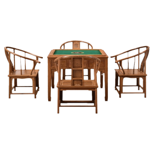 红木家具鸡翅木麻将桌全自动家用棋牌新中式实木餐桌椅电动麻将机