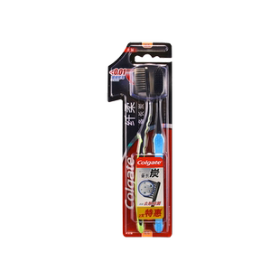 高露洁纤柔备长炭清洁全面口腔2支*1板含炭细丝软毛深层