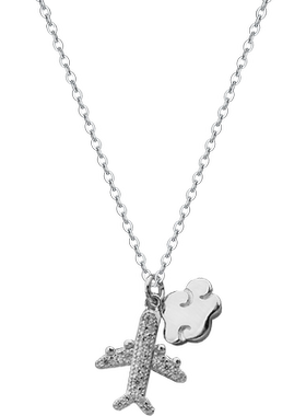 纯银飞机云朵七夕生日礼物锁骨链