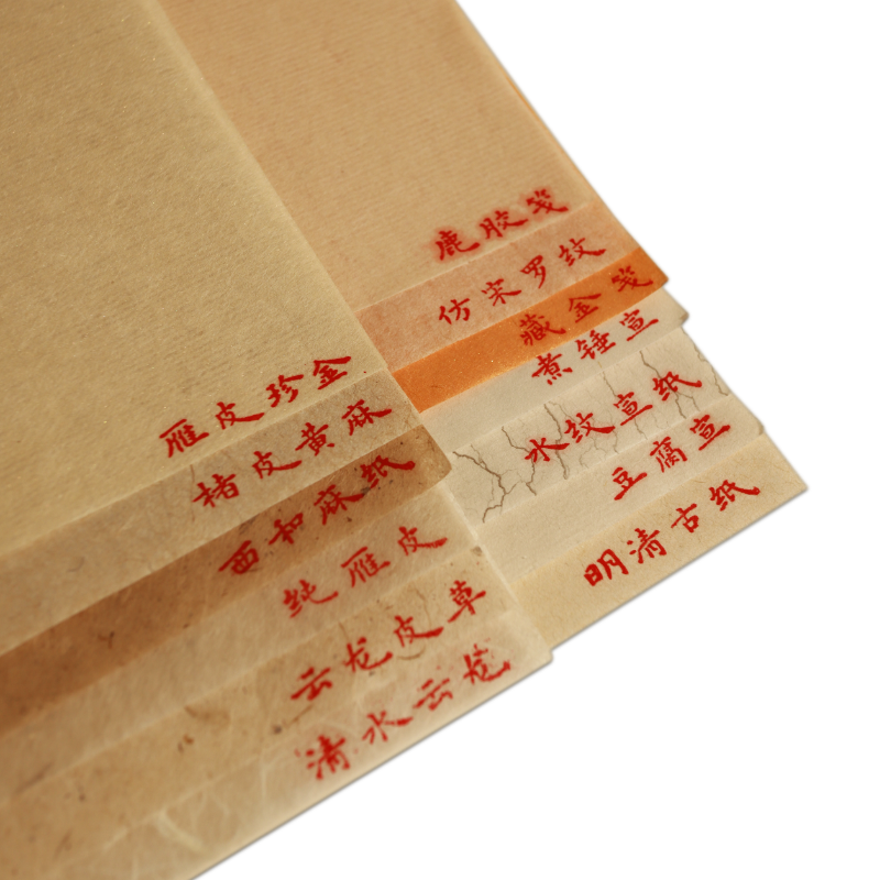 【试用样纸】14款书法手工宣纸样品纸专用纸生宣纸练字纸半生半熟小楷毛笔作品纸楮皮云龙皮纸仿古雁皮毛边纸