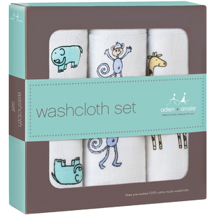 adenanais婴儿纱布口水巾儿童洗脸毛巾洗澡吸汗拍嗝手帕小方巾3条