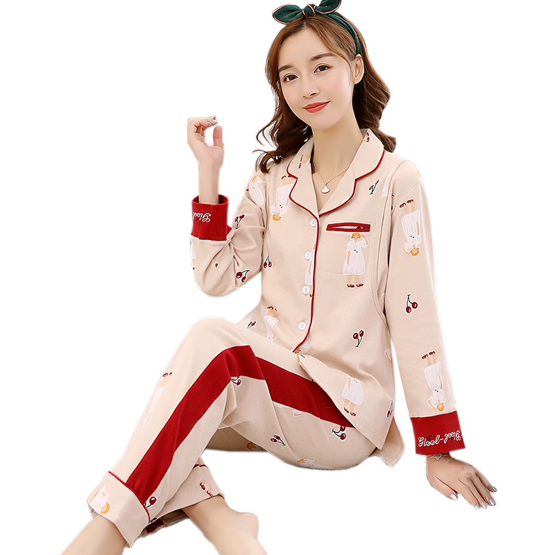 月子服春秋純棉產(chǎn)后孕婦睡衣哺乳待喂奶產(chǎn)婦懷孕期夏季薄款家居服