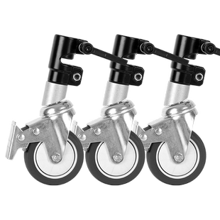 魔术腿万向脚轮转轮C型架子25mm摄影棚套管带刹车不锈钢灯架顶灯照明横杆斜臂架三角架轮杆脚架背景头