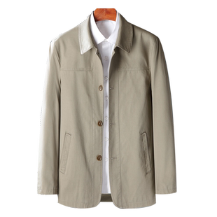 爸爸春装外套纯棉中老年薄款宽松男士中年春秋扣子领导干部夹克男