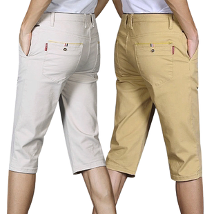 夏季薄款中裤子男士休闲短裤男韩版五分弹力修身七分宽松潮流7分